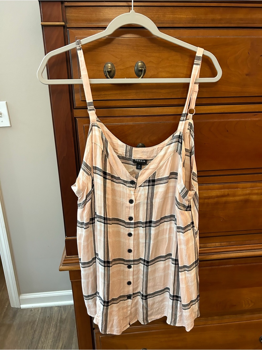 torrid Peach Plaid Button-Front Cami